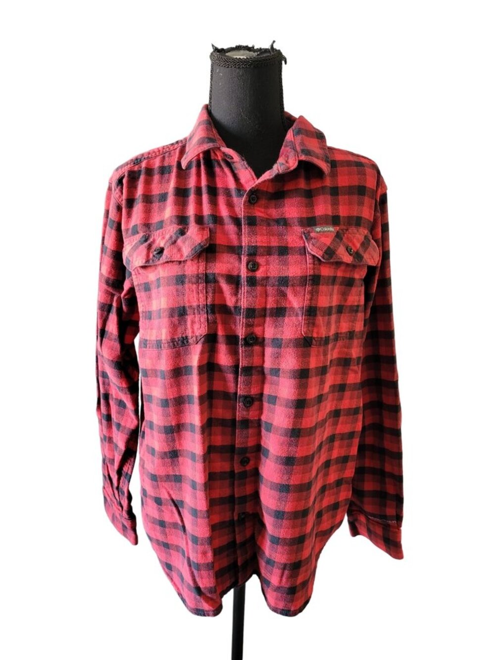Columbia Red Plaid Long Sleeve Button Down Collared Regular Fit Size M Outdoor - Picture 2 of 11